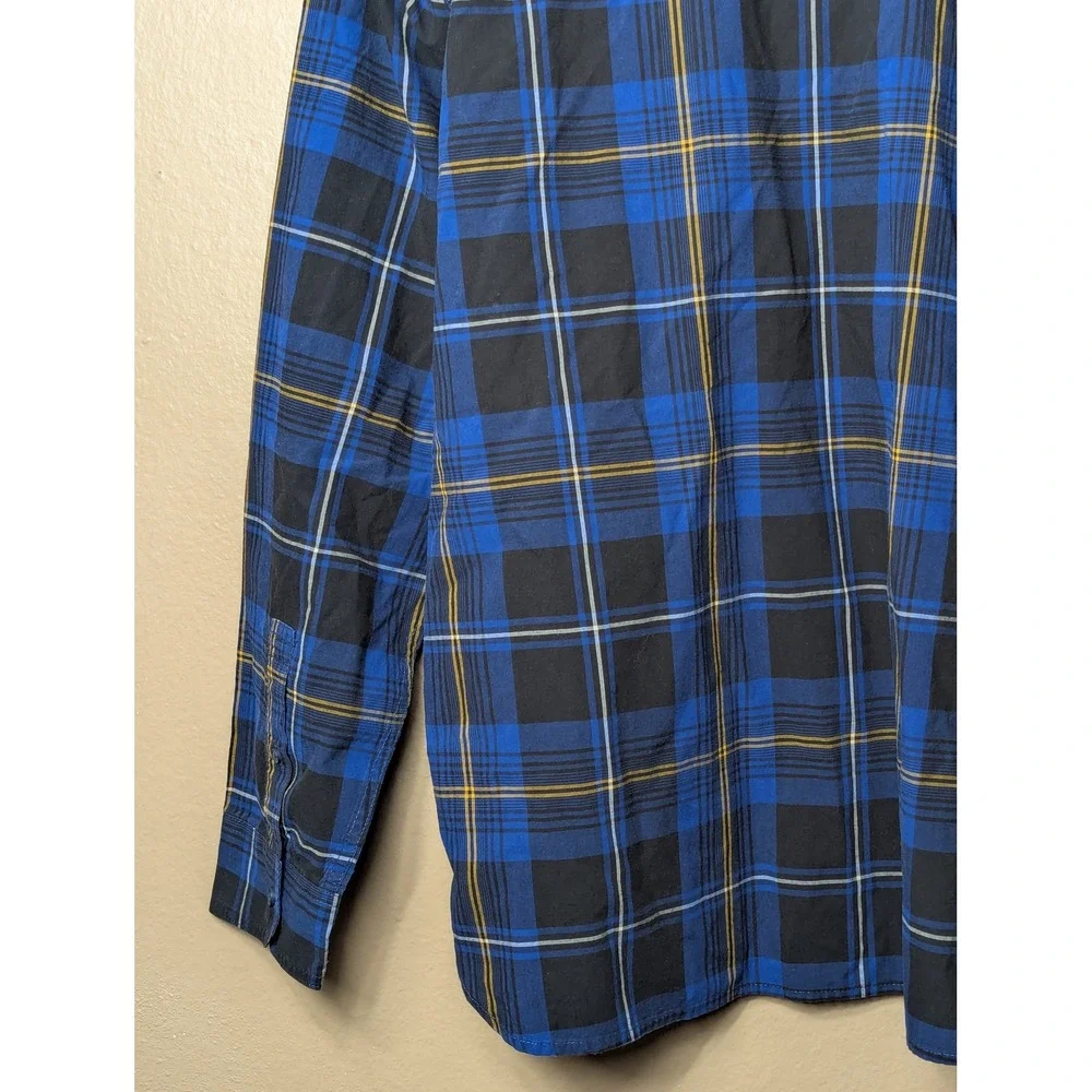 Levi's Button Down Shirt Mens XXL Blue Black Plaid Flannel Style Long Sleeve L